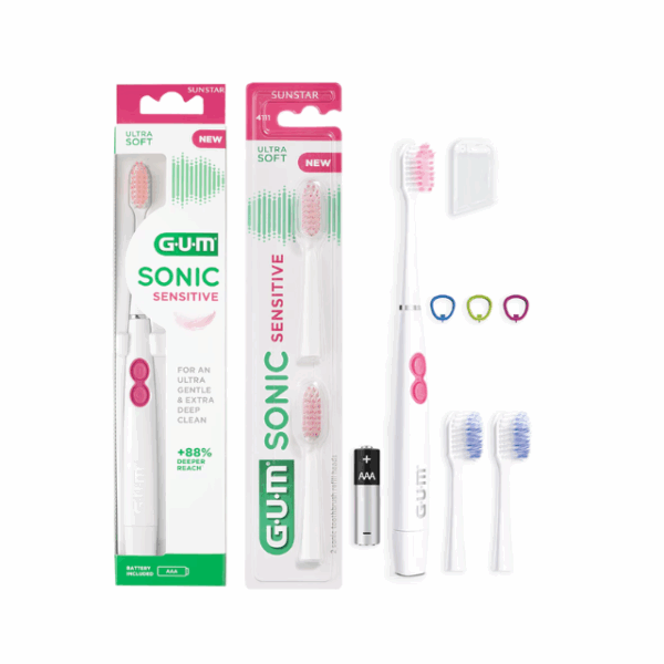 GUM SONIC SENSITIVE Cepillo De Dientes Sónico Ultrasuave | Pack cepillo + 4 Recambios para Dientes Sensibles - Imagen 4