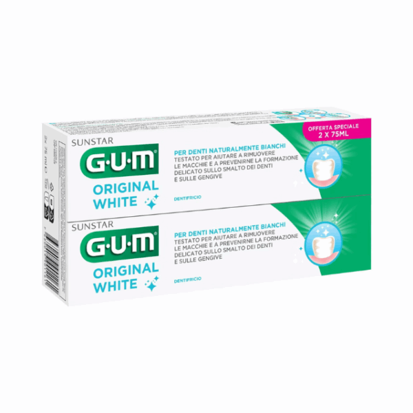 GUM Original White Pasta de Dientes Blanqueadora 75ml Dúo | Suave y Efectiva - Imagen 3