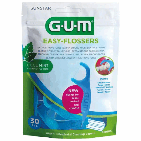GUM Easy-Flossers 30ud | Hilo Dental con Mango Ergonómico y Vitamina E - Imagen 2