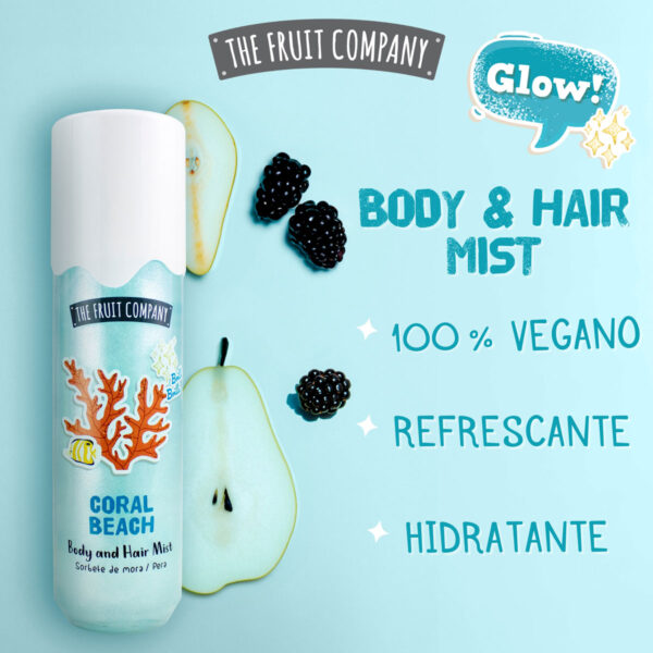 The Fruit Company Hair & Body Mist Coral Beach Glitter 200 ml - Imagen 2