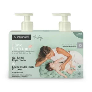 Suavinex Duplo I Love Bath Time 500ml | Gel de Baño y Leche Hidratante para Bebés